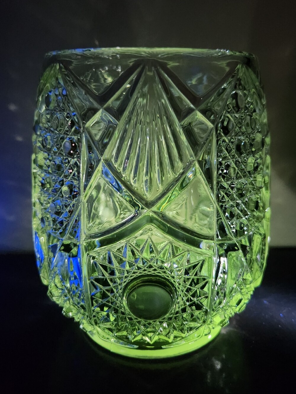 Antique Fostoria "Brazilian" Pressed Glass Vase Hobstars & Diamonds